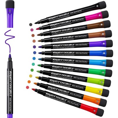 Whiteboard Marker Set 12 Farben magnetisch Radiergummi trocken abwischbar Sch...