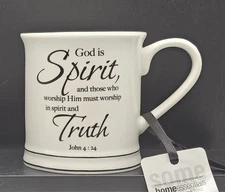 New Home Essentials "God is Spirit..." White/Black Ceramic Coffee/Tea Mug