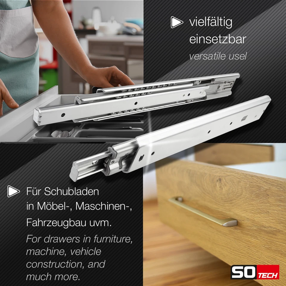 Vollauszug 45 kg SoftClose Schubladenauszug Teleskopauszug Schiene SOTECH - Bild 2 von 4