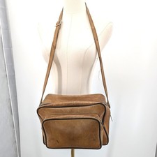 Vintage Leather Camera Bag Crossbody Brown Distressed Utility 12x8 Perrin