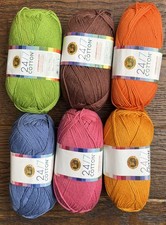 Job Lot Lion Brand 24/7 Cotton Yarn Bundle Worsted Weight multi colour x6