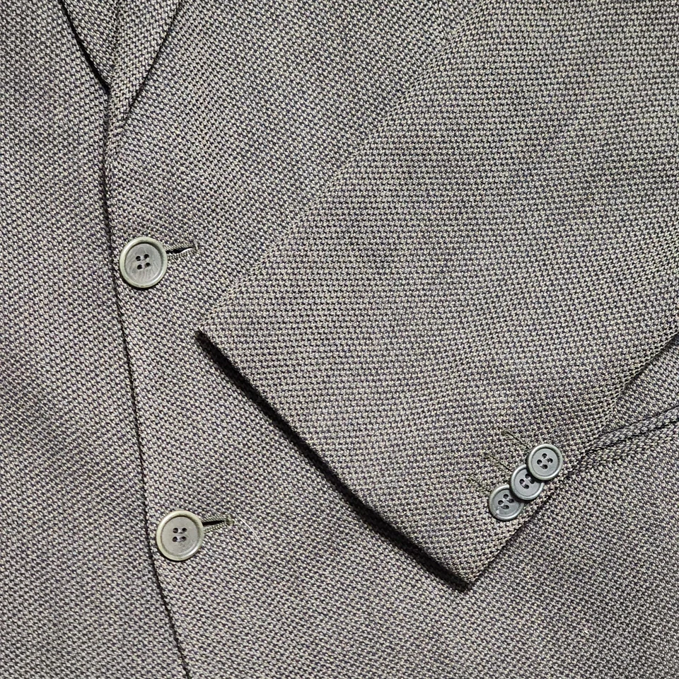 Casaco esportivo Armani Collezioni 43 L lã marrom olho de pássaro designer Itália - Imagem 2 de 4