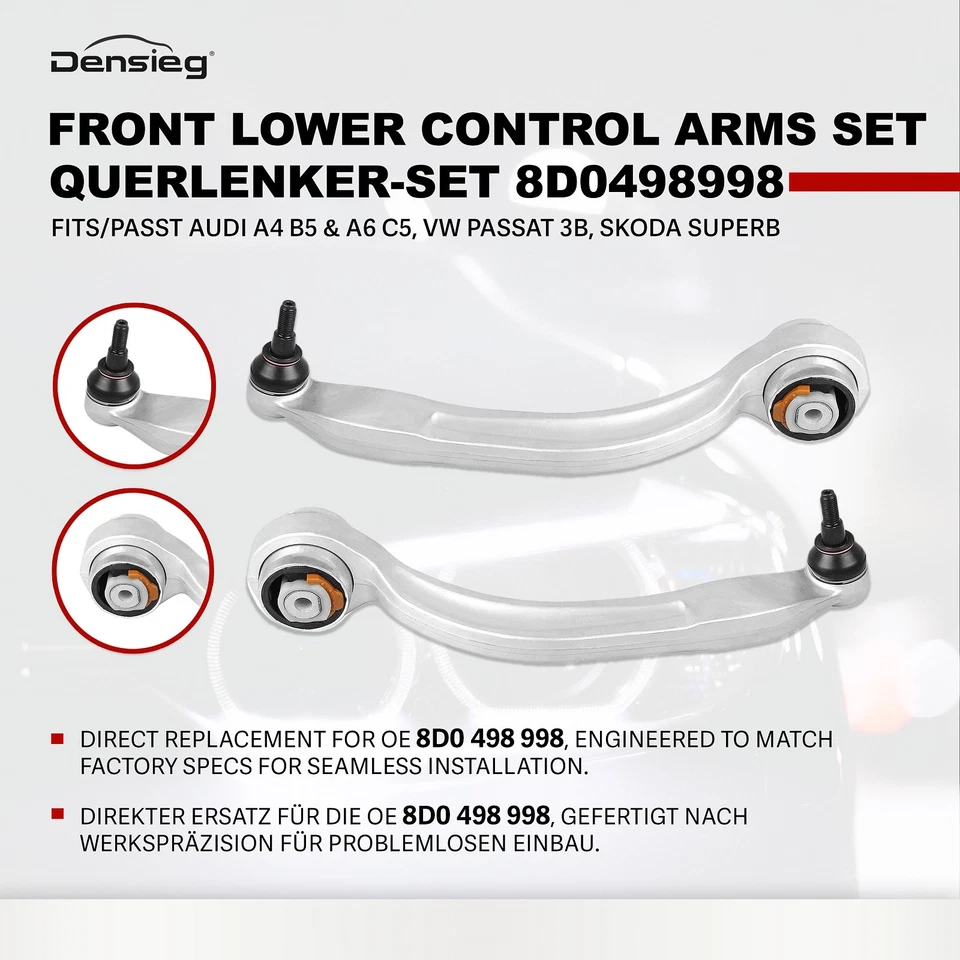 Densieg Wishbone Set 8D0498998 for A4 B5 & A6 C5, VW Passat 3B, Skoda Superb - Image 4 of 4