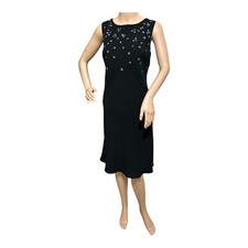 Ann Taylor LOFT Womens Dress 4 Black Embroidered Cocktail Event Preppy VINTAGE