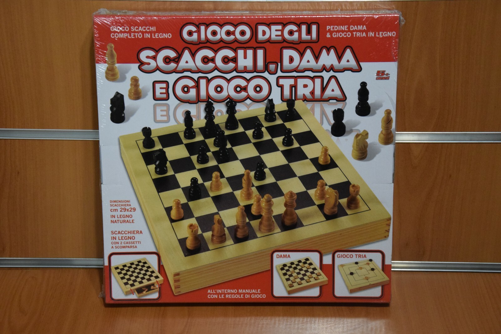 Gioco degli Scacchi Dama Tria in Legno Gioco Originale