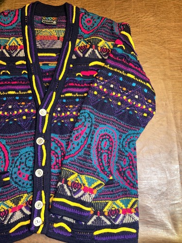RARE Very Nice Coogi Australia 100% Wool Knit Cardigan Biggie Sweater Sz. Small - Picture 3 of 18
