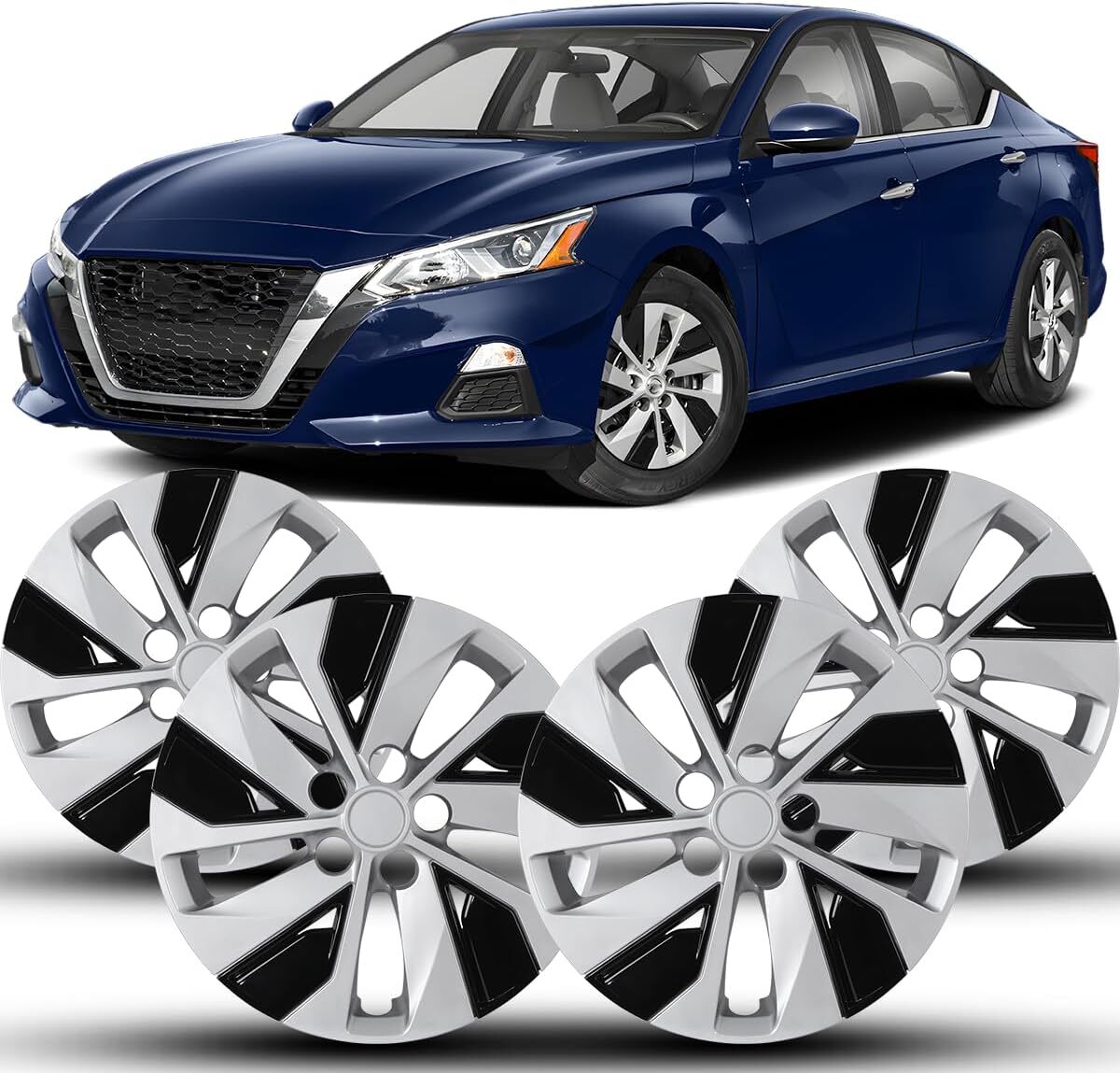 4PCS 16-Inch Silver & Black Wheel Covers for 2019-2025 Nissan Altima