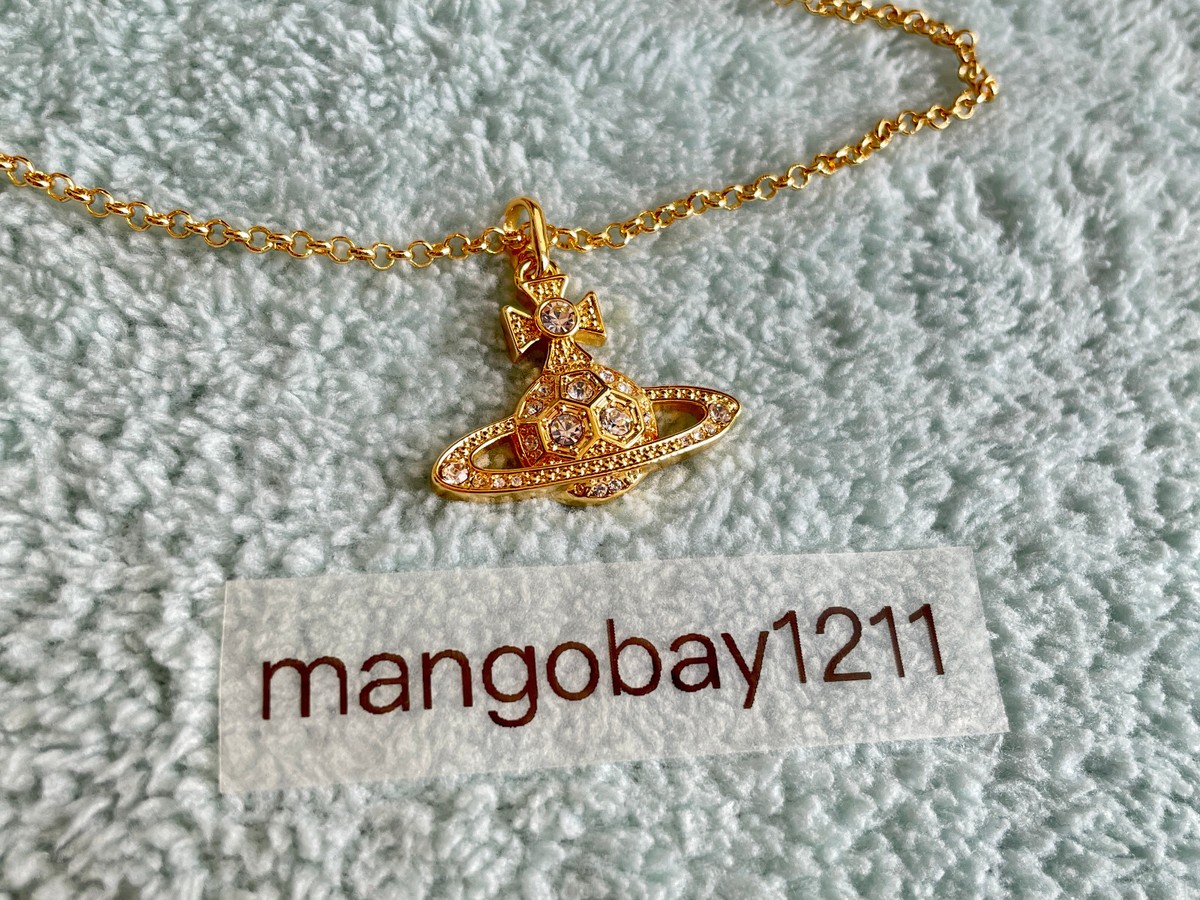 Vivienne Westwood Gold Thalia Clear Crystal Saturn Pendant