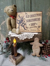 PRIMITIVE VICTORIAN VINTAGE FARM FOLK STYLE CHRISTMAS GINGERBREAD MAN STORE SIGN