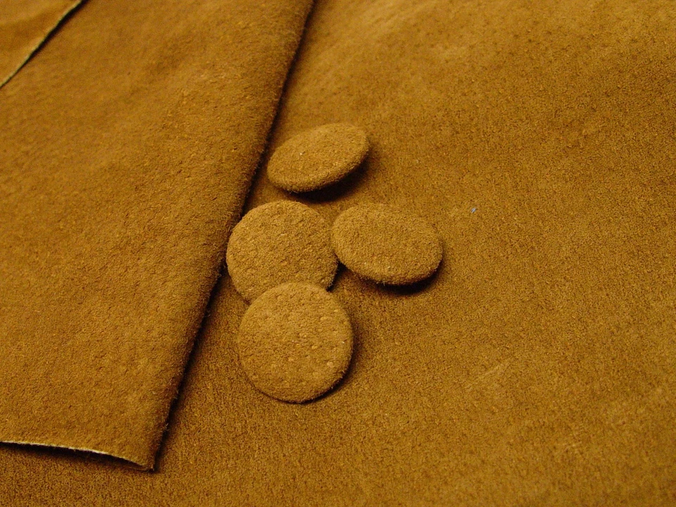 4 MADE IN USA camel color genuine suede leather covered jacket buttons 23mm,7/8" - Image 4 of 4