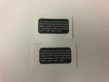 LIONEL DECAL , PAIR OF LOCO SMOKE CLEAN LABEL  , SELF STICK