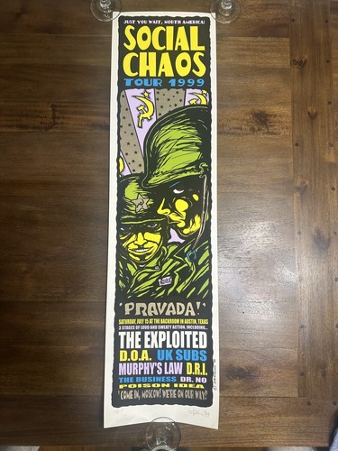 Social Chaos Tour 1999 Concert Poster Jermaine Rogers, Exploited, DOA, UK SUBS