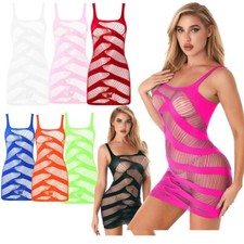 Womens Sexy Babydoll Hollow Fishnet Lingerie Mini Dress Clubwear Party Nightwear