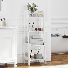 UTEX 4-Tier Ladder Shelf, Bathroom Shelf Freestanding, 4-Shelf 4-Tier, White