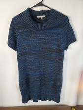 NY Collection Sweater Dress Women's Size Large Knit Cowl Neck Short Sleeve