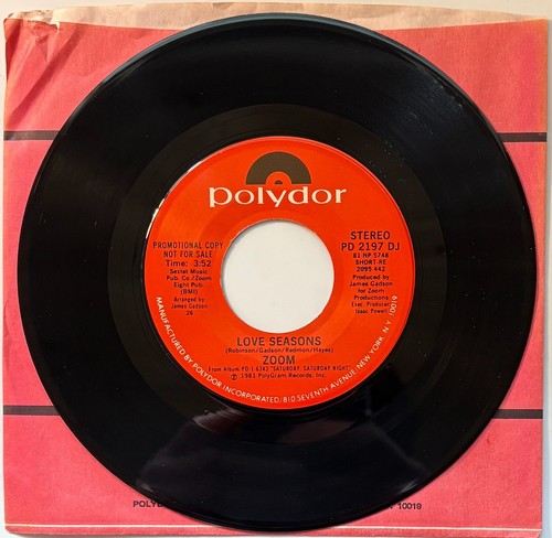 Zoom 'Love Seasons' Double A-Sided Promo 45 With Edit Version Soul, Funk NM Nice - Imagen 3 de 3