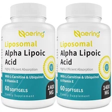 Liposomal Alpha Lipoic Acid 1400mg Softgels ALA (60 Ct. x 2)