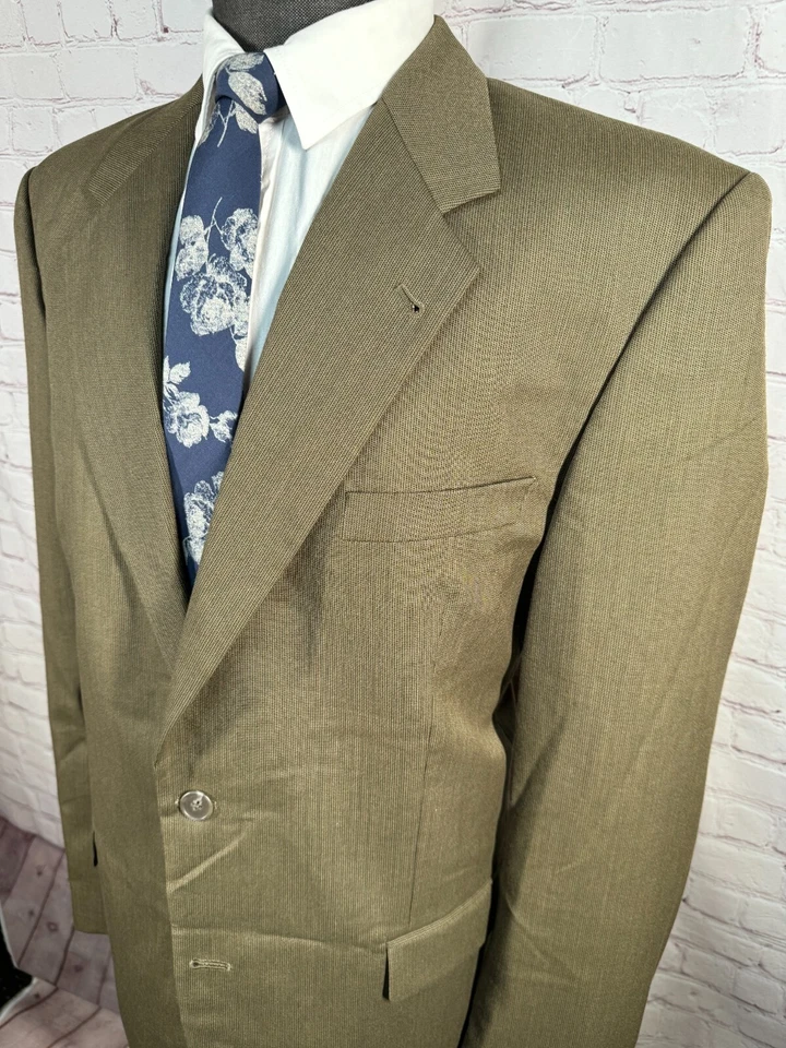 Traje de 2 piezas plisado de lana marrón para hombre KILBURNE and FINCH 44L chaqueta 33/32 pantalón Foto 3 de 4