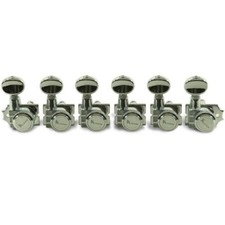 Kluson 6 Inline Locking Revolution H-Mount Non-Collared Tuners, Staggered Chrome