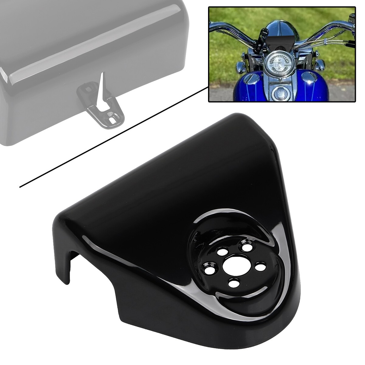 Black Aluminium Handlebar Clamp Cover For Harley Road King FLHR