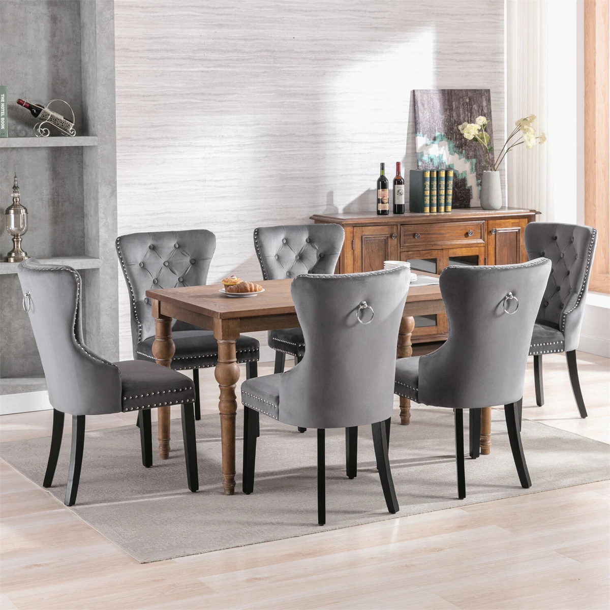 Grey dining room chairs set of 6 deals