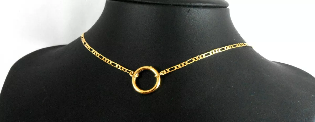 14K Gold plated BDSM Tiny Delicate Locking day Collar Choker O