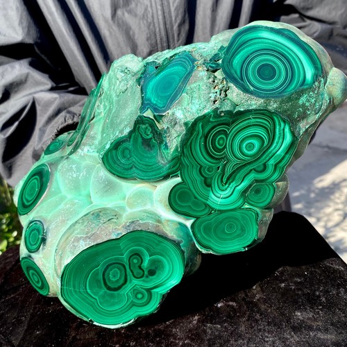 11.79LB Natural Glossy Malachite Cat Eye Transparent Cluster Rough Mineral Sampl - Picture 3 of 11