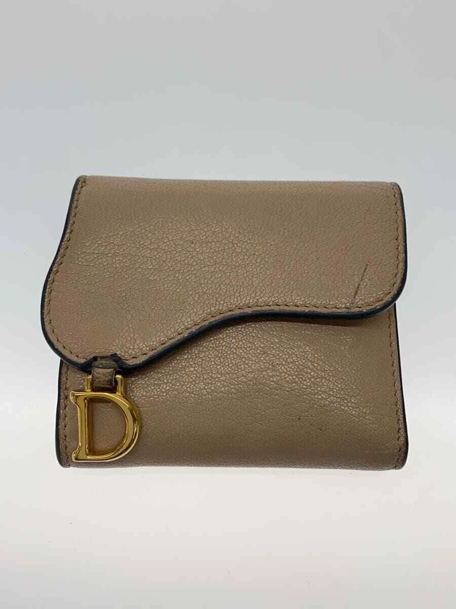 Christian Dior Portefeuille Triple Cuir BEG Femme Lotus Portefeuille Selle, Rayures