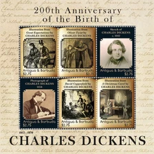 Antigua 2012 - Charles Dickens Birthday - Sheet of 6 Stamps - Scott #3187 - MNH