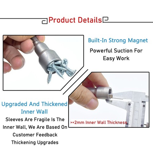 1/4" Hex Strong Magnetic Nut Driver Socket Length 65mm Impact Drill Bit 6mm-24mm - Picture 2 of 13