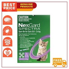 Nexgard Spectra Spot-on 3 Pipettes for Cats 0.45 to 2.4 Kg Purple Flea Worm Tick