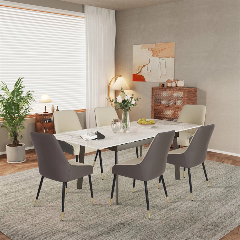 Expandable Dining Table Rectangle Sintered Stone for Kitchen Living Room 8 Seat - Image 3 of 4