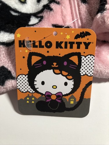 HELLO KITTY Halloween Pajamas Size Small Pink One Piece Hooded Sleepwear PJs NWT - Picture 6 of 15
