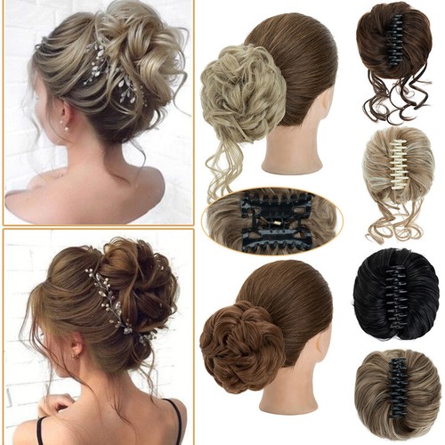 Curly Messy Bun Hair Piece Updo Thick Claw Clip in Hair Extensions Real As Human - 第 13/41 張圖片