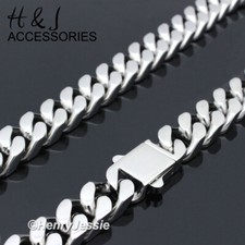 16"-40"MEN 316L Stainless Steel 10mm Silver Miami Cuban Curb Chain Necklace
