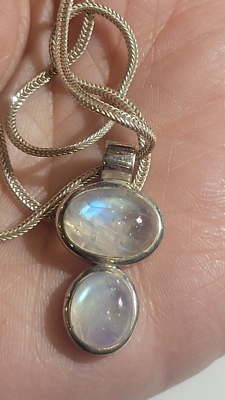 Sterling silver moonstone pendant necklace with slide charm  Sterling Silver Moonstone Slide for Necklace display picture 1