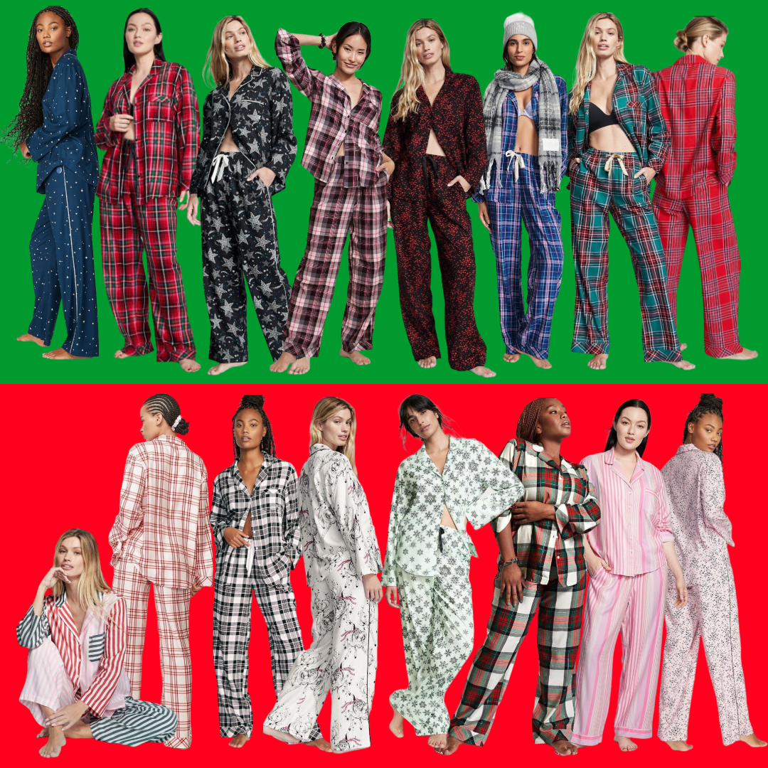 VICTORIA'S SECRET Flannel Long PJ 2-piece Set Many Sizes S,M,L,XL