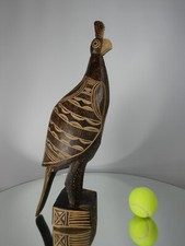 Vintage Folk Art Hand Carved Statue Wooden Bird Sculpture Signed LM 1963