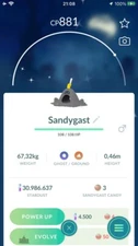Pokemon Shiny Sandygast - TRA'DE 20k Dust Or 1 mill Dust GO - Read Description