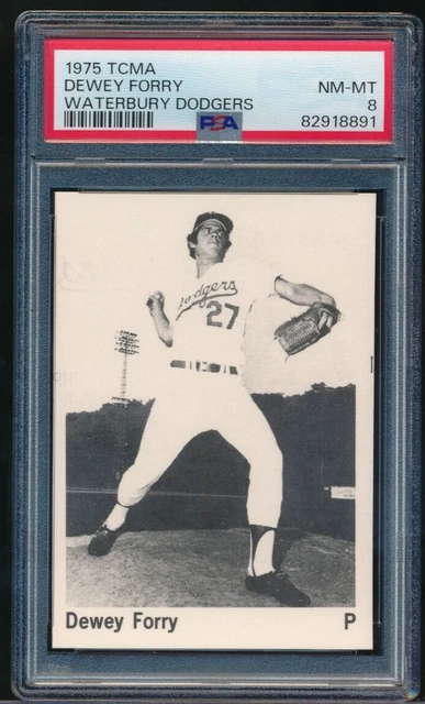 1975 TCMA Waterbury Dodgers Dewey Forry RC PSA 8 CEO Forry Fruit Co