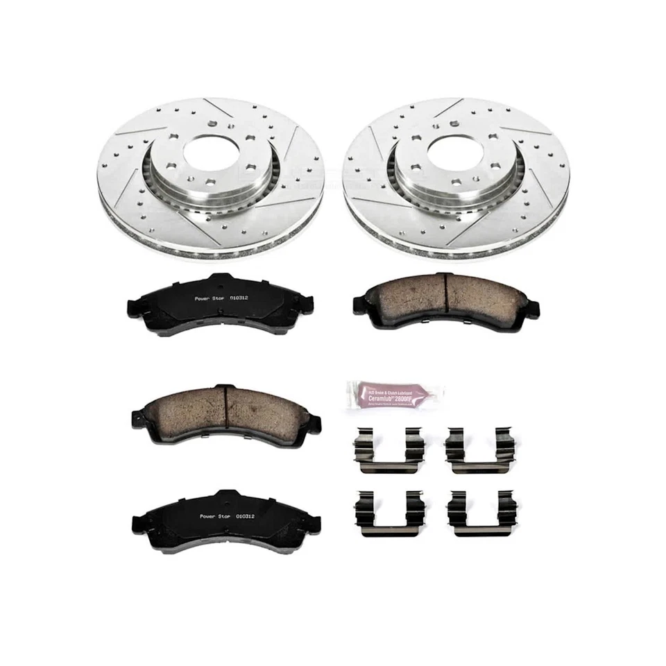 K2061 Powerstop conjunto de 2 rodas disco de freio e kits de pastilhas frontais para Chevy Ascender SSR - Imagem 3 de 3