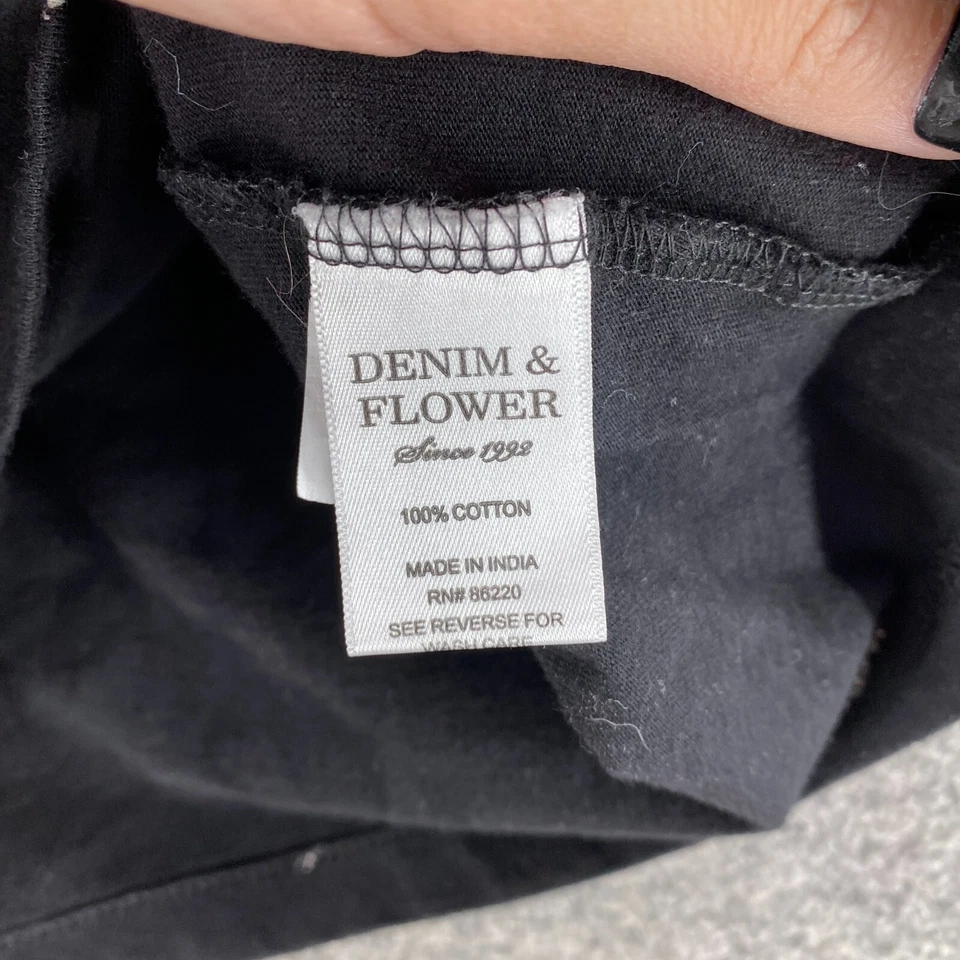 Denim & Flower T-Shirt Boys 13/14 Black Skeleton Print Crew Neck Short Sleeve - Image 4 of 4