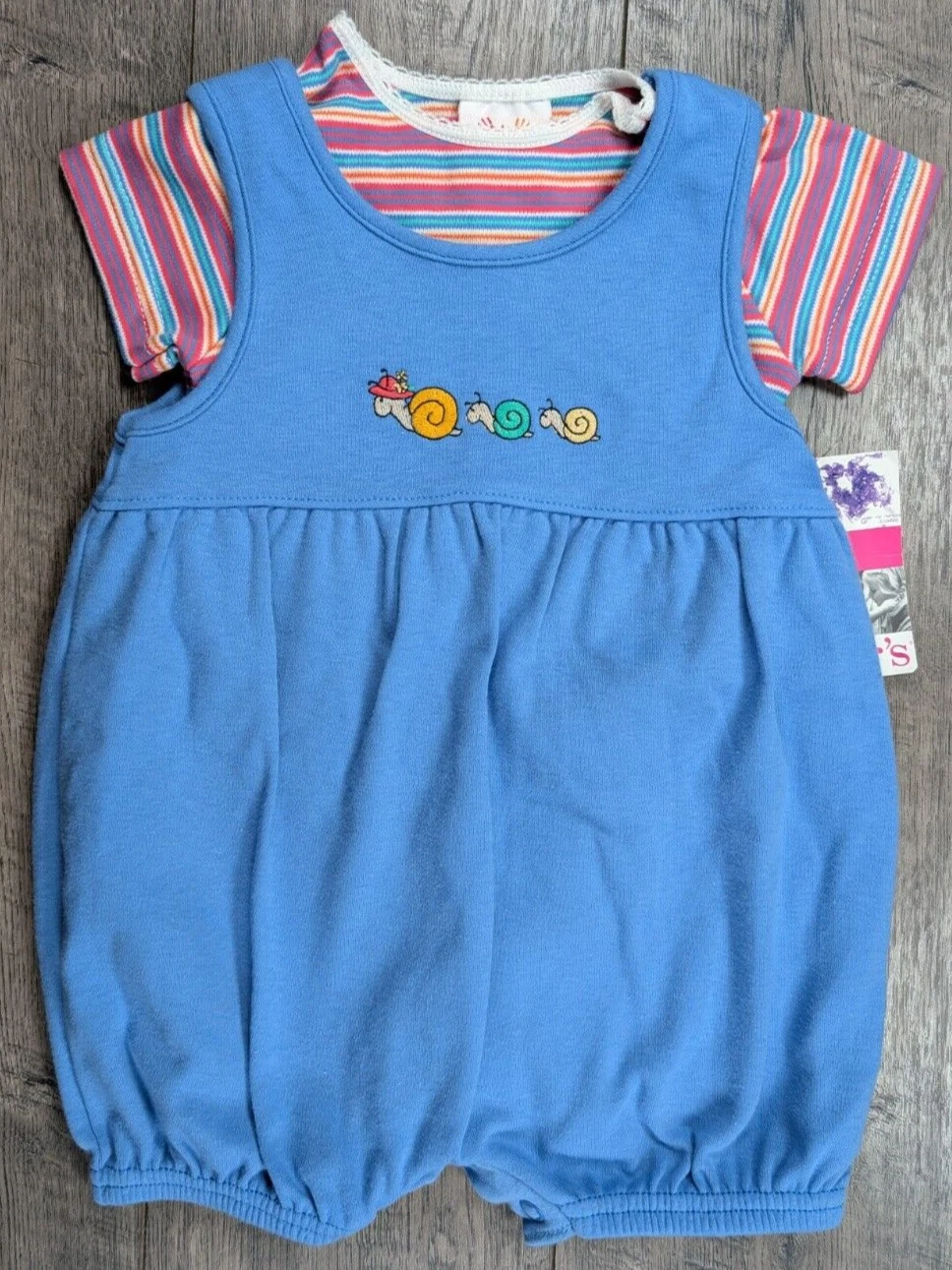 Baby Girl Clothes New Vintage Carter's 3-6 Month 2pc Snail Shortalls Outfit