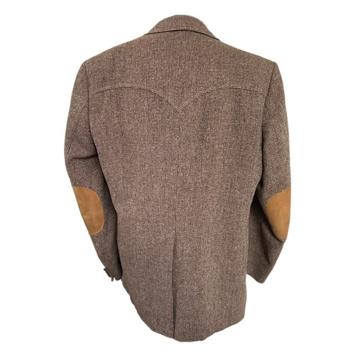 Vintage Panhandle Slim Tweed Blazer 70s Brown Wool Western Sport Coat - Mens 48R - Picture 4 of 13