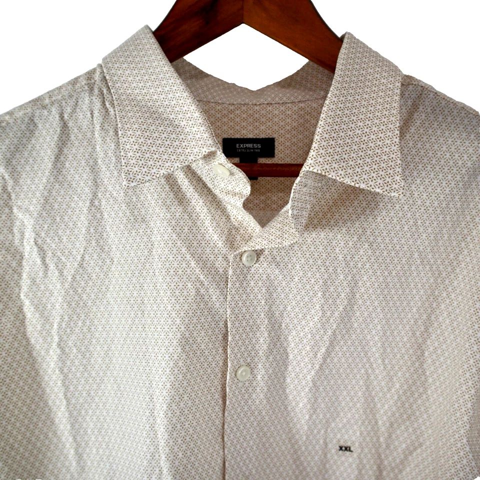 Camisa de Vestir EXPRESS 1MX Xtra Ajustada Elastizada Para Hombres XXL Beige $60 ¡NUEVA! Foto 2 de 4