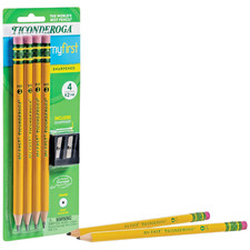 Ticonderoga My First Beginner Sharpened Pencils 2 Lead W/Bonus Sharpener NEW