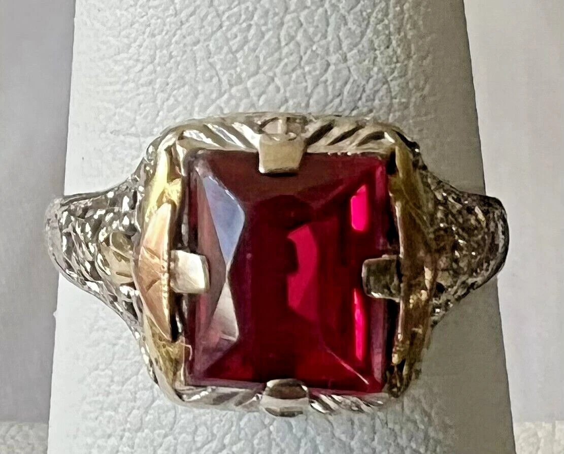 Vintage Ruby and Diamond Gold Silver Ring 1920s - Antique Jewelry | Vintage  Rings | Faberge EggsAntique Jewelry | Vintage Rings | Faberge Eggs