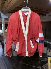 Vintage 80s Red Leather Oversize Soft Leather Jacket Nancy Heller Size 2