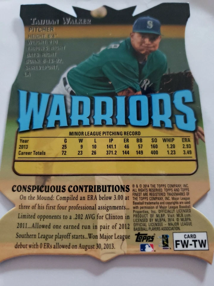 2014 TOPPS FINEST TAIJUAN WALKER BLUE DIECUT CARD# FW-TW - Image 4 of 4