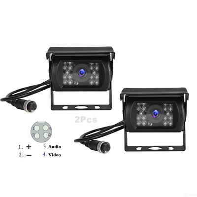 2x 4PIN Heavy Duty Rear View Camera Sony CCD Sensor 18 IR LEDS WATERPROOF 700TVL
